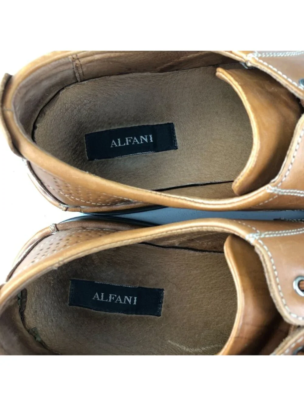 Alfani Men's 11.5M Neptune Tan Leather Lace-Up Bicycle Toe Oxford Dress Shoes